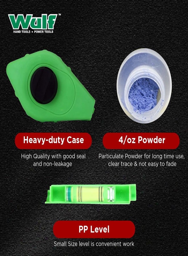 Wulf Automatic Chalk Line Reel with Marker Pencil | Self-Retracting Chalk Line Tool for Masonry, Carpentry & Construction | Brick Layer & Carpenter Leveling Tool | Durable Chalk Reel Kit - Image 2